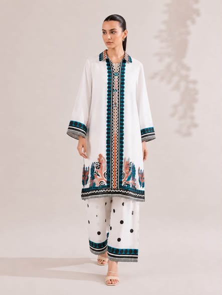 Floral Print Kurta with Tie-Dye Trouser - 2 Piece Summer Co-ord Set for Women-ABIZ COLLECTION