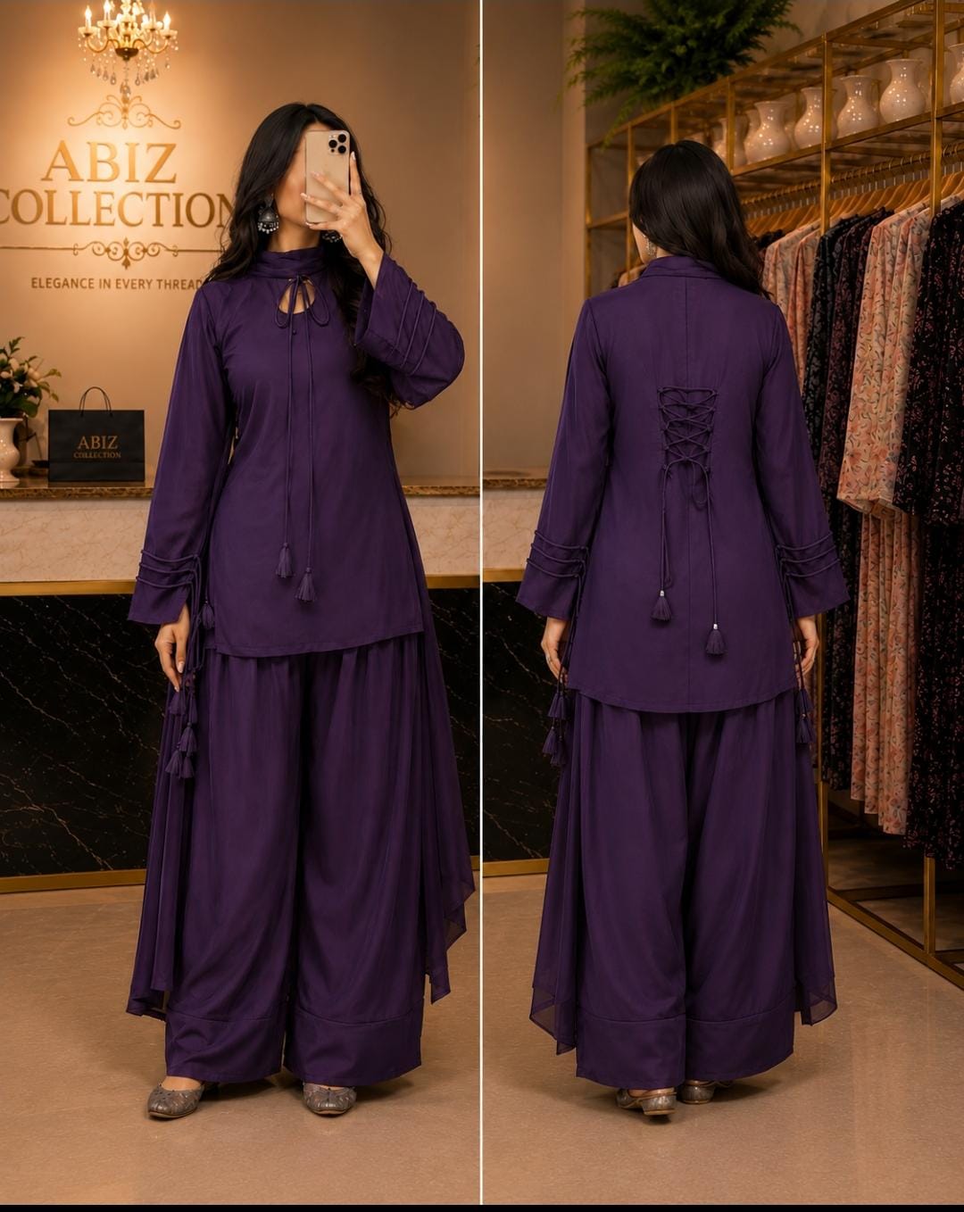 Purple 2 Piece Co-Ord Set for Women | Premium Casual Shirt & Trouser | Abiz Collection