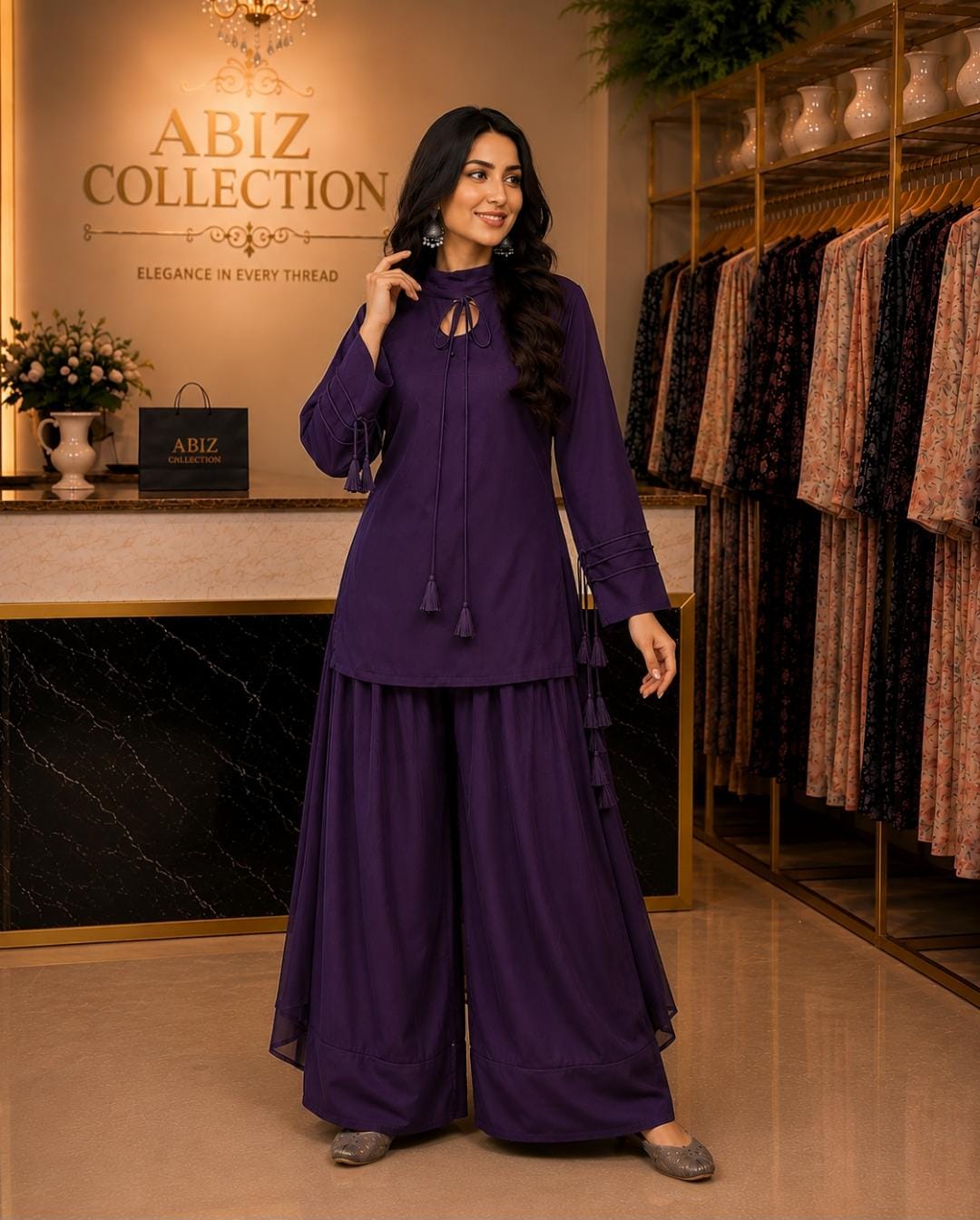 Purple 2 Piece Co-Ord Set for Women | Premium Casual Shirt & Trouser | Abiz Collection
