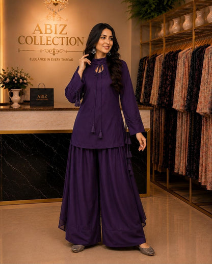 Purple 2 Piece Co-Ord Set for Women | Premium Casual Shirt & Trouser | Abiz Collection