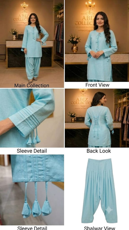 Sky Blue 2 Piece Co-Ord Set for Women | Premium Casual Shirt & Trouser | Abiz Collection