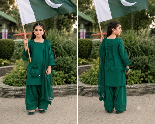 KIDS Green Kurta Set with Potli Bag | 14th August Azadi Dress | KIDS COLLECTION |  ABIZ COLLECTION