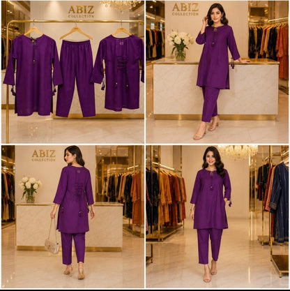Purple 2 Piece Co-Ord Set for Women | Premium Casual Shirt & Trouser | Abiz Collection