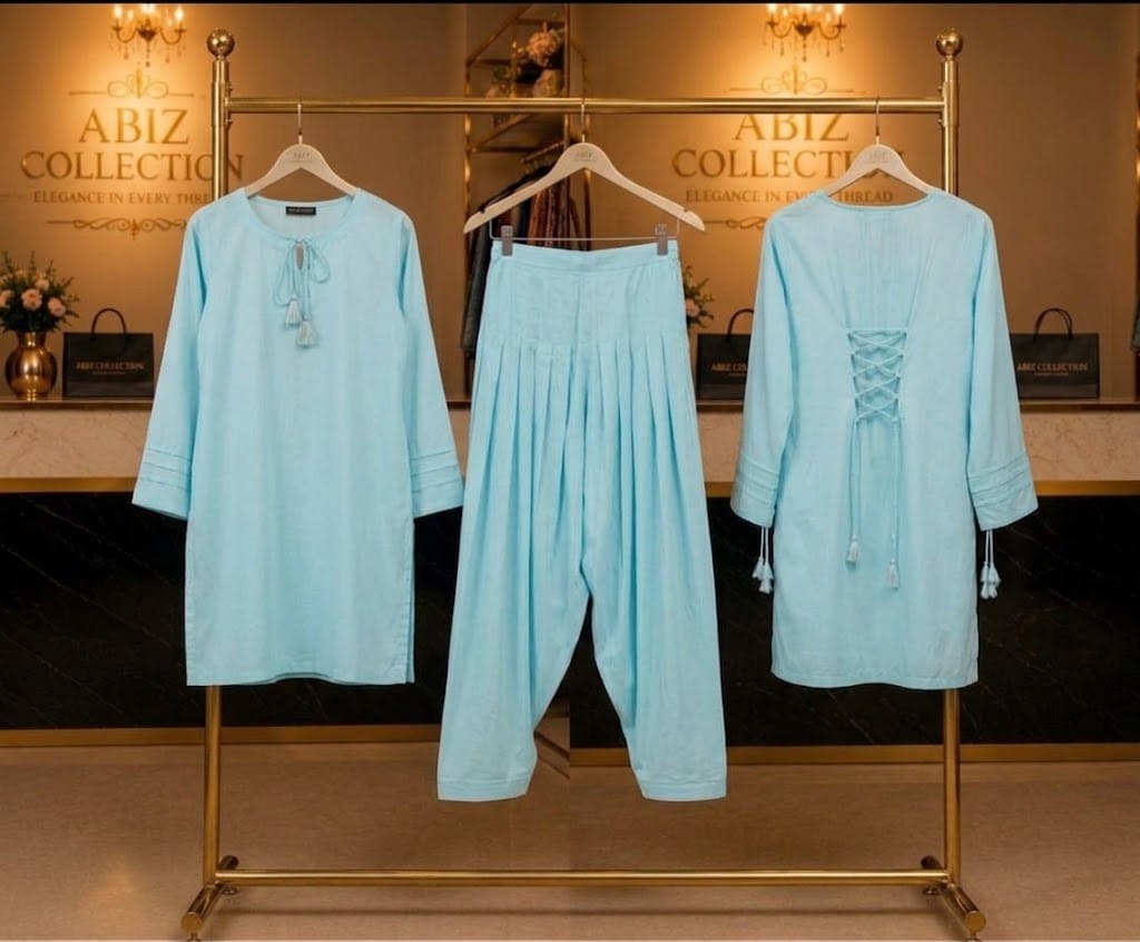 Sky Blue 2 Piece Co-Ord Set for Women | Premium Casual Shirt & Trouser | Abiz Collection